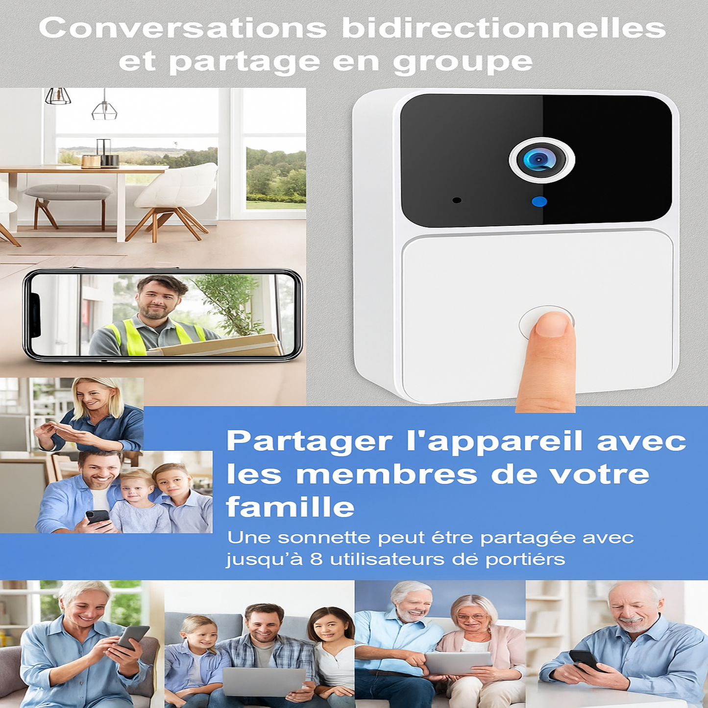 Caméra de Sonnette Sans Fil Intelligente