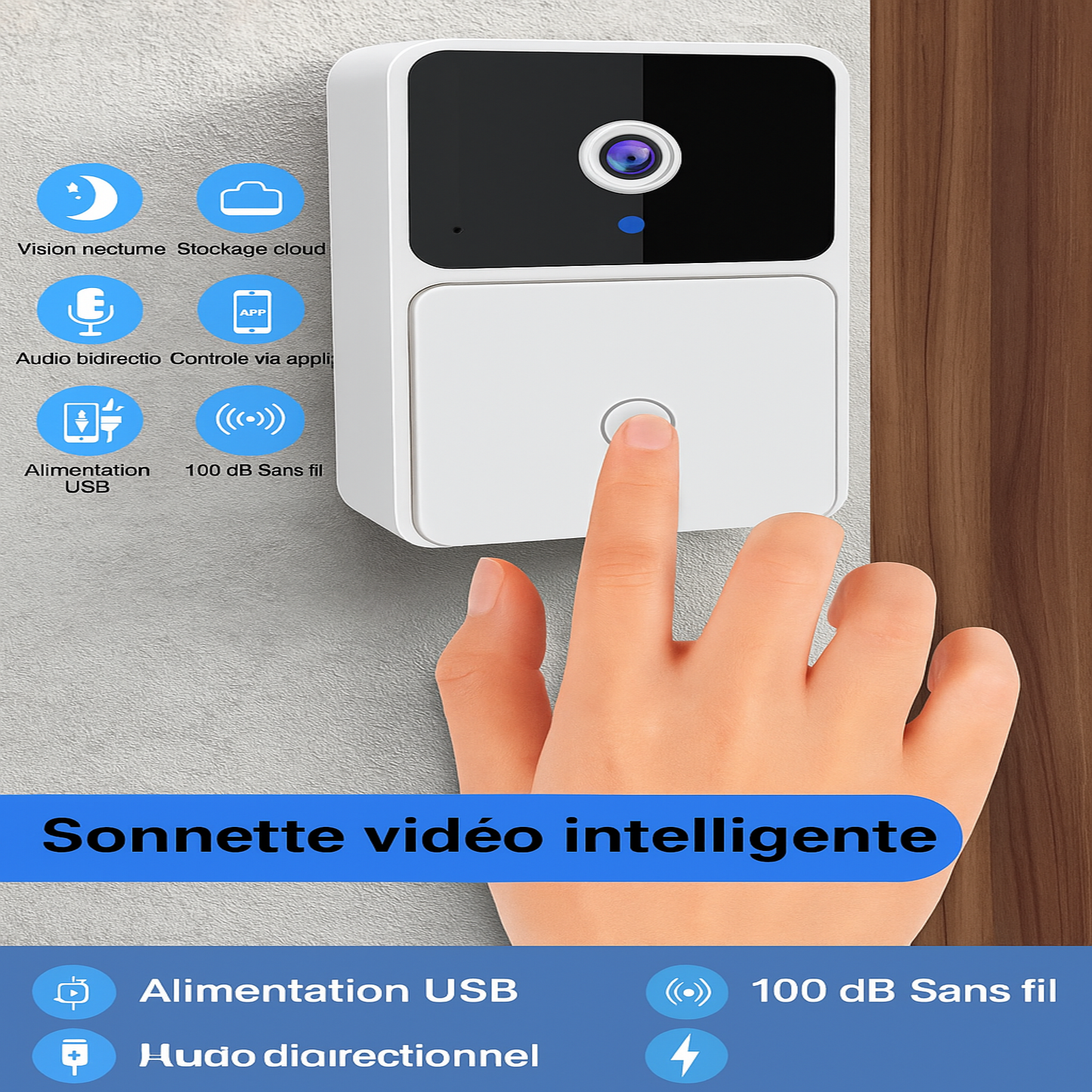 Caméra de Sonnette Sans Fil Intelligente
